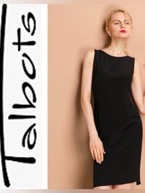 Classic Talbots Silk & Wool Sleeveless Black Sheath Dress